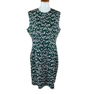Of Mercer Green Floral Sleeveless‎ Sheath Dress Workwear Stretch Size 14